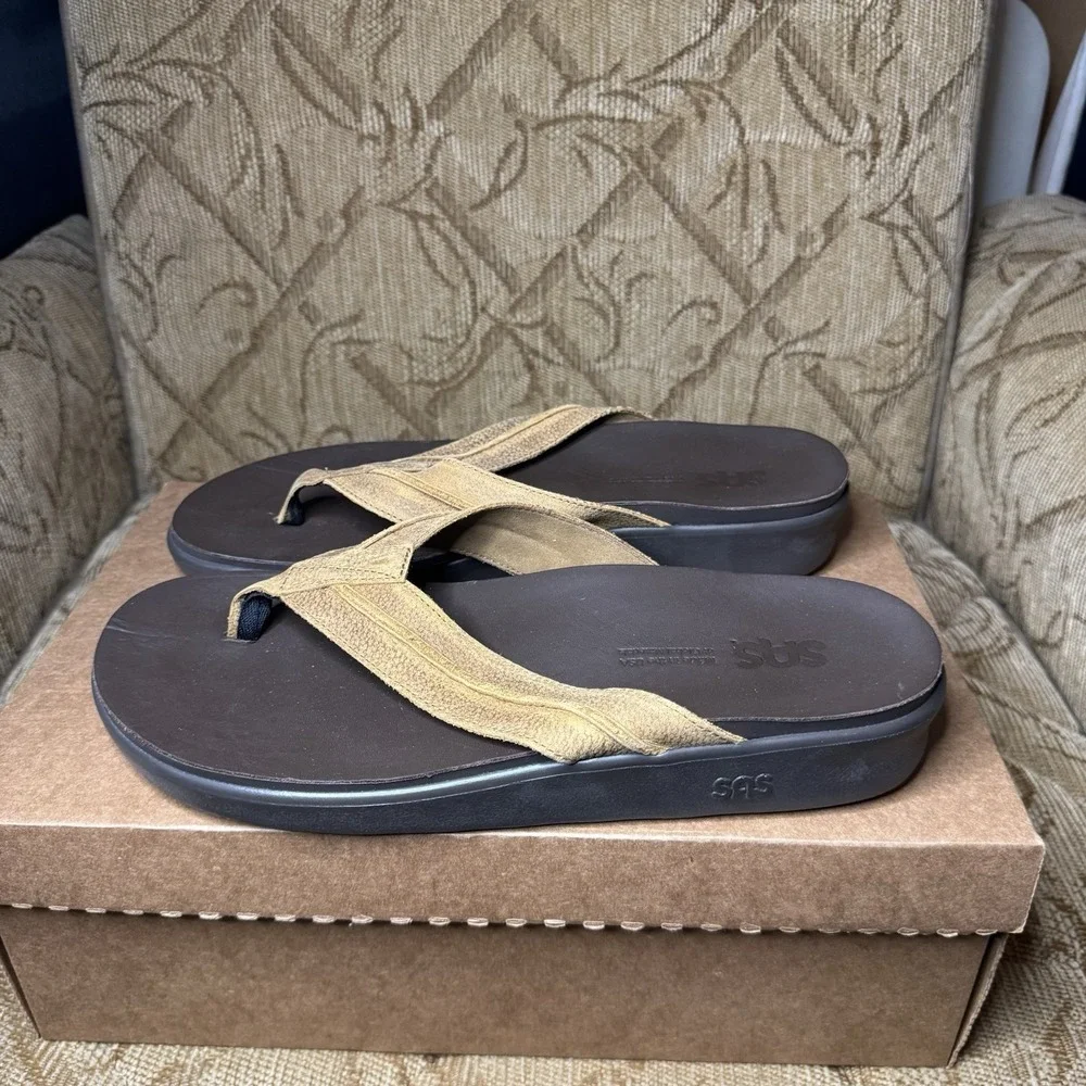 SAS Men's Stampede Thong Sandals In Brown‎ Size 10.5 Wide Excellent